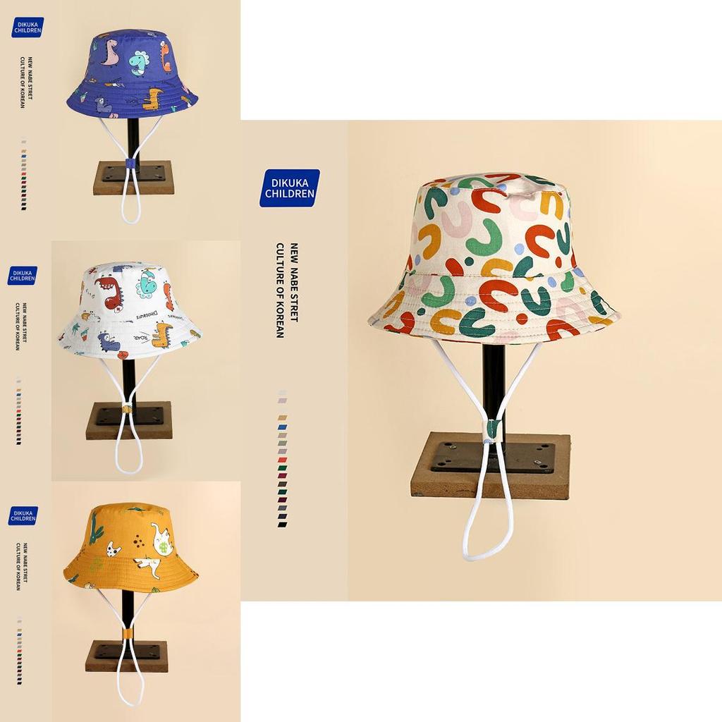 Cute Cartoon Print Fisherman Hat For Children Spring Sun Protection Wide Brim Cap Unisex