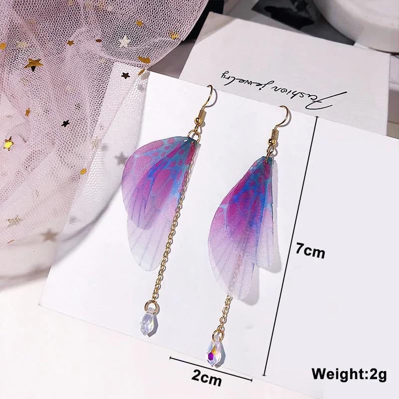 Purple Color Women Dangle Earrings Small Round Unusual Earrings Fashion Flower Butterfly Hanging Earrings Pendientes Mujer