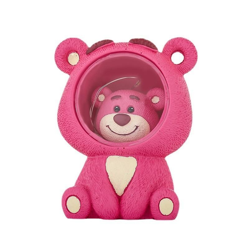 Pink Resin Starlight Bear Figurine Bedroom Atmosphere Night Light Gift For Couples