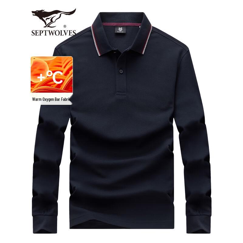 Septwolves Men s Spring Business Casual Long-Sleeve Polo T-Shirt 2XL