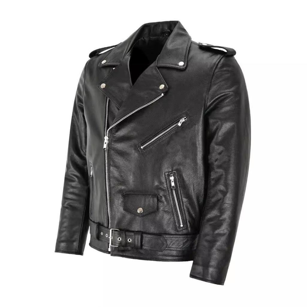 Men's Casual European and American Leather Motorcycle Jacket