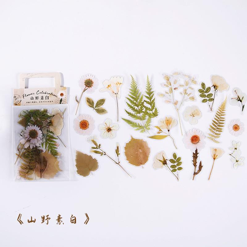 40pcs/pack Fresh Flowers Stickers Transparent Diary Scrapbooking Labels Planner Stickers Decorative Journal Stationery Stickers