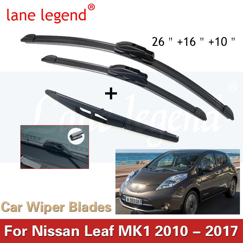 Car Wiper LHD Front & Rear Wiper Blades Set Kit For Nissan Leaf MK1 2010 - 2017 Windshield Windscreen Window Brush 26"16"10"