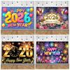 Glittering 2026 Happy New Year Backdrop Supplies Firework Ribbon Balloon Background New Year Party Decoration Photo Shoot Props