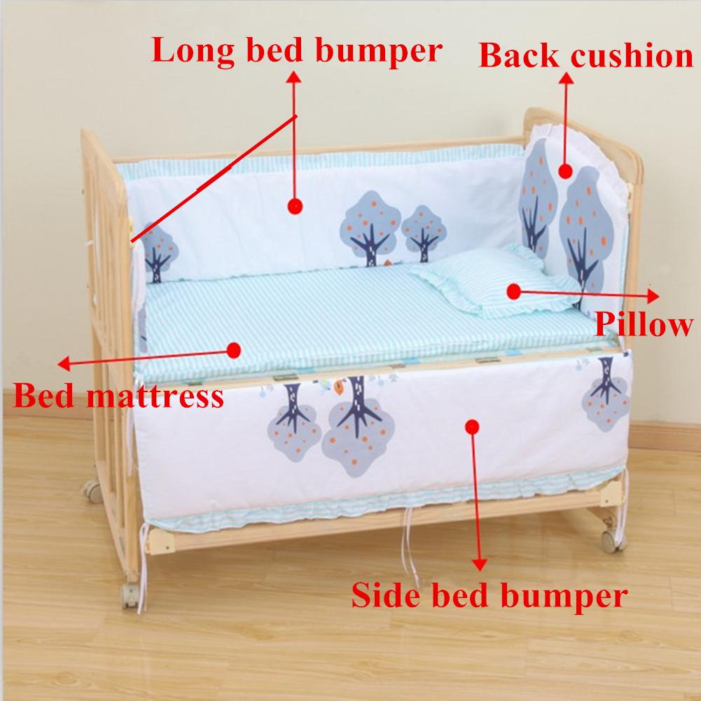 5Pcs Cartoon Animated Crib Bed Bumper 100 Cotton Comfortable Children S Bed Protector Washable Set
