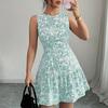 New Women Summer Floral Print Tank Top Dress Sleeveless Holiday Style Short Dresses For Girls