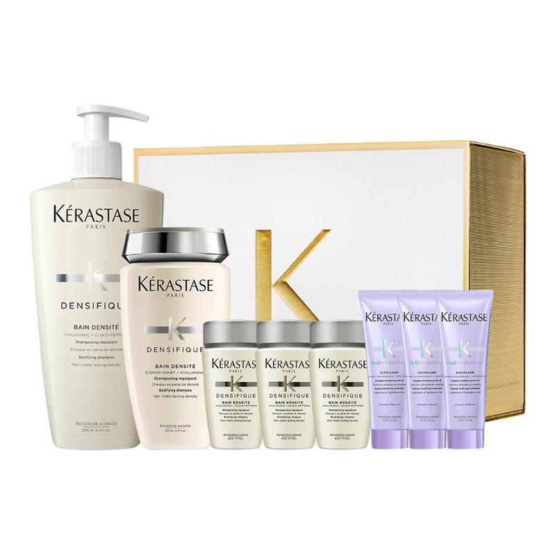 Kerastase Revitalizing Platinum Care Gift Box, Repair Hydrate Clean Shampoo 500ml+250ml+80ml×3 + Hair Mask 75ml×3