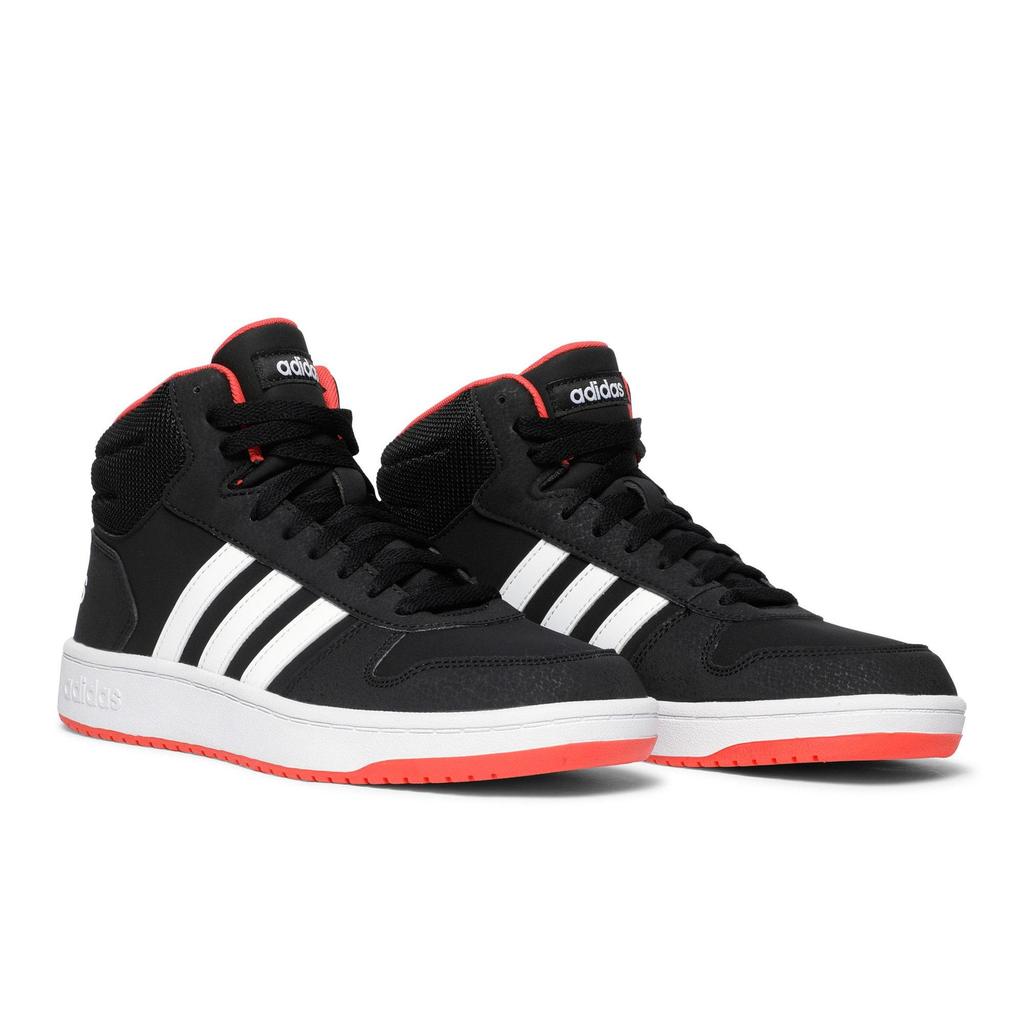 Adidas Hoops 2.0 Mid J 'Black Hi-Res Red' (Unisex) Core Black / Cloud White / Hi-Res Red Kids' Skateboarding Shoes B75743