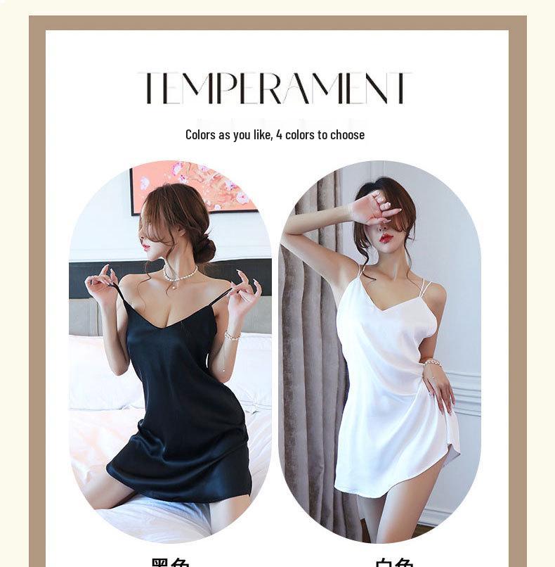 Sexy Ice Silk Lingerie Set: Backless Nightgown & Camisole