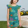 Summer Girls Cute Suit Flying Sleeves T-shirt Top + Ruffled Shorts Daily Outdoor Wear Cute Casual Fashion 2-Piece Set
