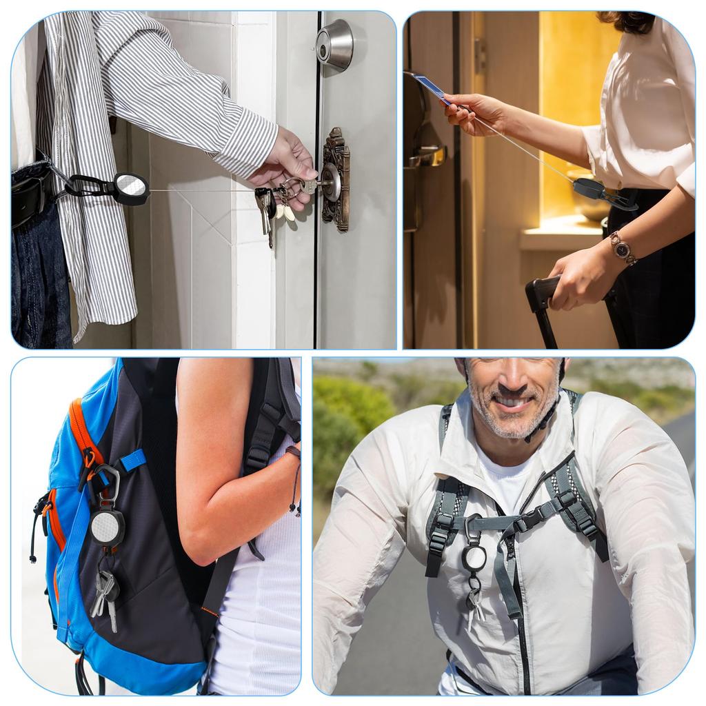 Set of 2 Reel Key Strong Key Chains with Reflective Stretchable Reel Type Key Lost Carabiner Key Sturdy Key Stretchable Key Metal Wire [DMEEK] Chains,