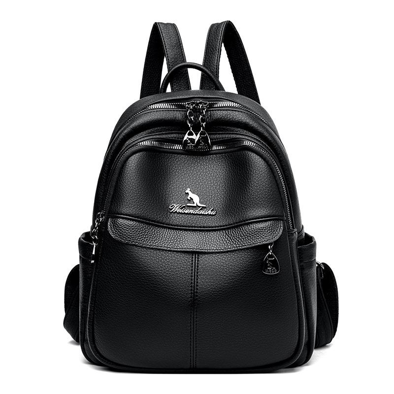 Women's New Versatile Large Capacity Soft Leather Student Schoolbag Outdoor Travel Backpack Women's Bag