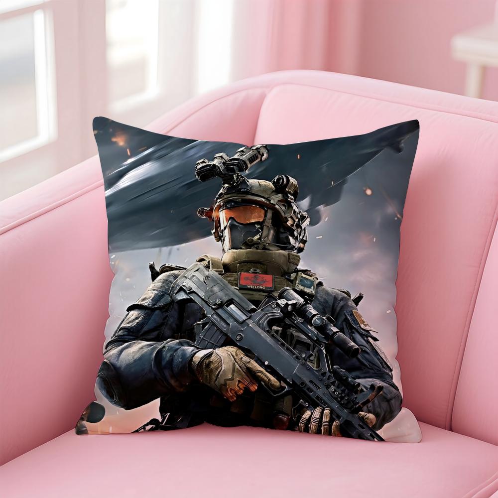 Hot Shooter Game D-Delta Force Cushion Cover Pillowcase Short Plush Invisible Zipper Room Sofa Cushion Cover