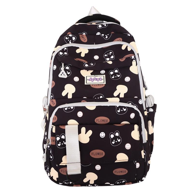 

Trendy Nylon Backpack For Unisex Students Comfortable Lightweight School Travel Bag чёрный