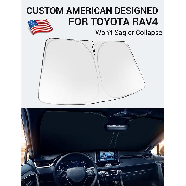 Proadsy 2025 Upgrade Front Windshield Sun Shade Foldable RAV4 Sunshade Protector Fit -2025 RAV-4 SUV Crossover, TRD Off-Road, LE XLE Premium Limited