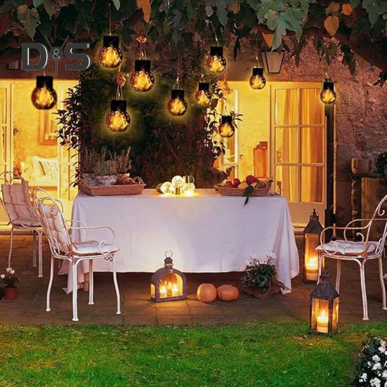 Solarna Mini Wisząca Lampka Płomień Łatwa w Instalacji Wodoodporna Automatyczne Włączanie/Wyłączanie Energooszczędna LEDowa Latarnia Solarna Dekoracja Ogrodu