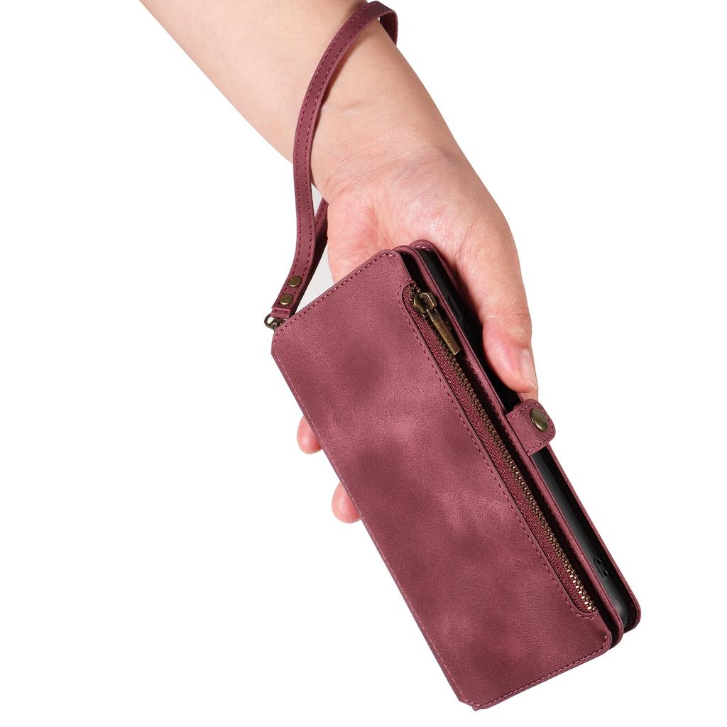 Samsung S24 Leather Case | S23 FE Zipper Wallet | S22plus Mobile Phone Case | S23Ultra Bracket Protective Cover