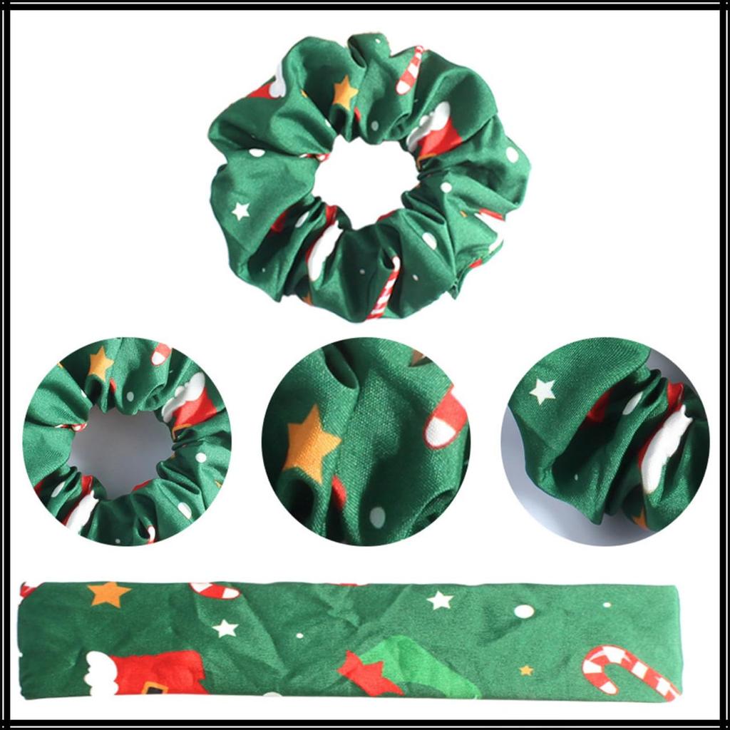 White Fang Scrunchie Hair Hair High AZ538 Tie, Accessory, Printed, Elasticity, Stylish, Women's, (Dark Green)