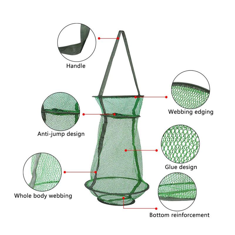 Fisherman Foldable Fishing Cage Nylon Mesh Fishing Net Bait Trap For Catching Fish Crab Crayfish