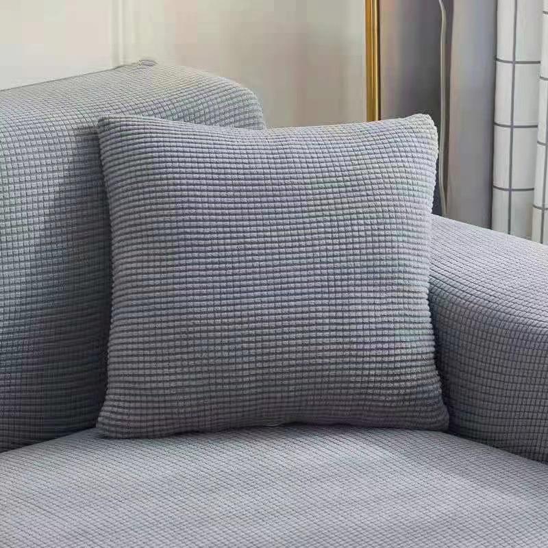 Elastic Velvet Square Lumbar Cushion Cover, 40x40 cm, Removable & Washable for All Seasons