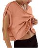 Camiseta de entrenamiento holgada para mujer, cuello en V, manga corta, top deportivo