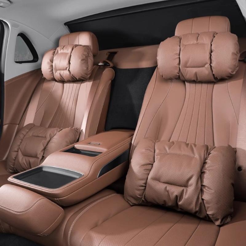 Adjustable Premium Car Seat Headrest Cushion And Lumbar Support Pillow For Drivers Long Trip Fatigue Relief Universal