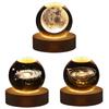 LED Crystal Ball Lamp Milky Way System Crystal Ball Glowing Solar System Crystal Ball with Wooden Base Glass Planet Nightlight
