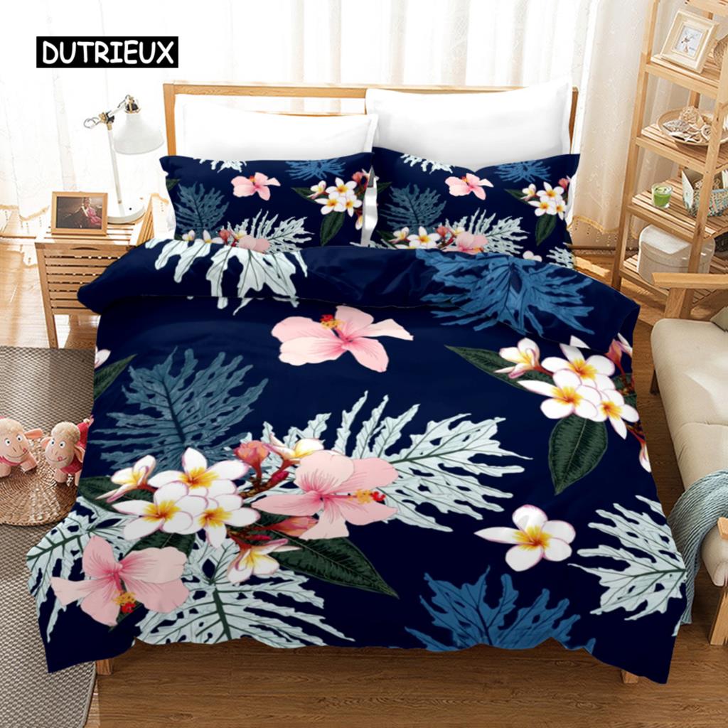 Blumiger Bettbezug Frühling Buntes Blumenmuster Einzelbettwäsche-Set für Kinder Jugendliche Erwachsene Mikrofaser Doppel Queen King Bettdeckenbezug