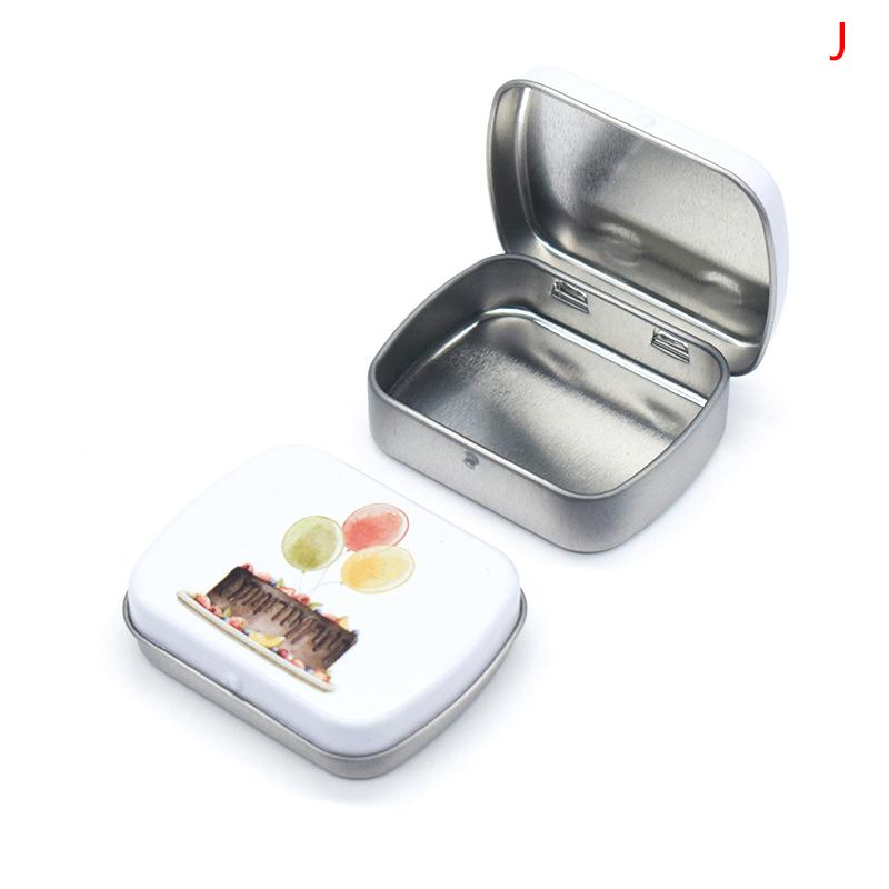 Portable Mini Metal Hinged Tin Box With Lid Rectangular Small Storage Container Candy Pill Case Pill Organizer Capsule Box