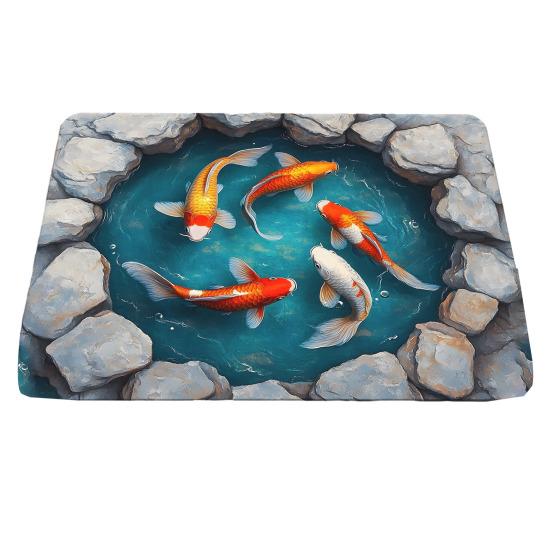 

3D Underwater Cave Optical Illusion Rug Blue Ocean Small Area Rug Non-slip Kids Room Floor Mat for Bathroom Bedroom Living Room 40*60cm D