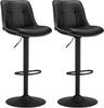 LJB095B01 Bar Stools Set of 2 Bar Chairs Height Adjustable Swivel Kitchen Stools Quilted PU Cover with Backrest and Footrest Dining Counter