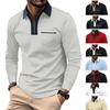 Herren Revers Mode Schlank Tasche Reißverschluss Langarm Herren T-Shirt Polo Shirt Tops