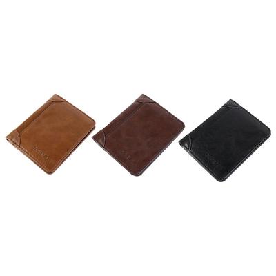 Leather 2 Fold Wallets Solid Color Urban Recreational Style Men's Short Wallet Credit Card Case Soft Anti-theft Cash Bag Travel