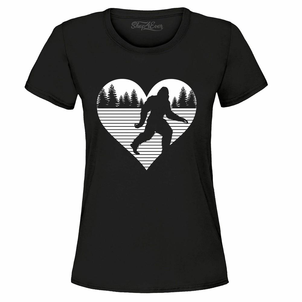 

shop4ever Bigfoot Heart Love Sasquatch Women s T-Shirt Valentine Shirts M