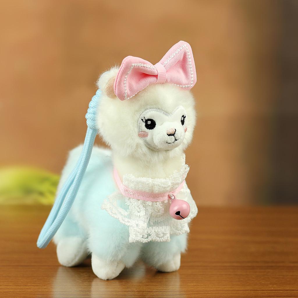 Plush Alpaca Keychain With Cute Bow Tie For Bookbags And Gifts