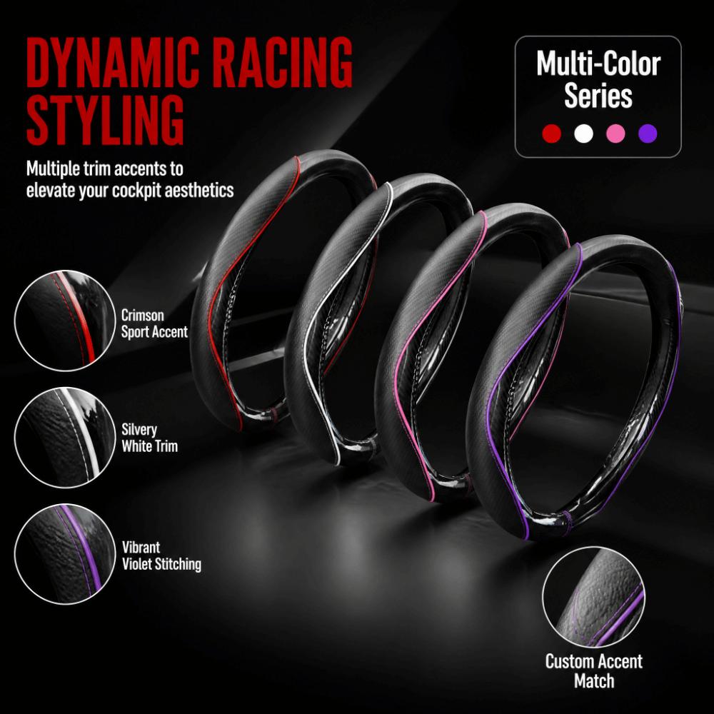 Leather Splicing Steering Wheel Cover Carbon Fiber Pattern Auto Steering Wheel Cover Car Interior