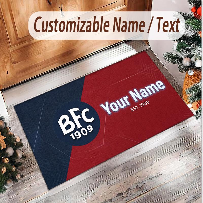 Personalized Crystal Velvet Carpet Bologna FC Pattern Non Slip Floor Rug