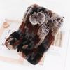 New Lady Real Rex Rabbit Fur Hat Natural Warm Rex Rabbit Fur Hat Scarf Women Hand Knitted Soft Real Rabbit Fur Caps Scarves