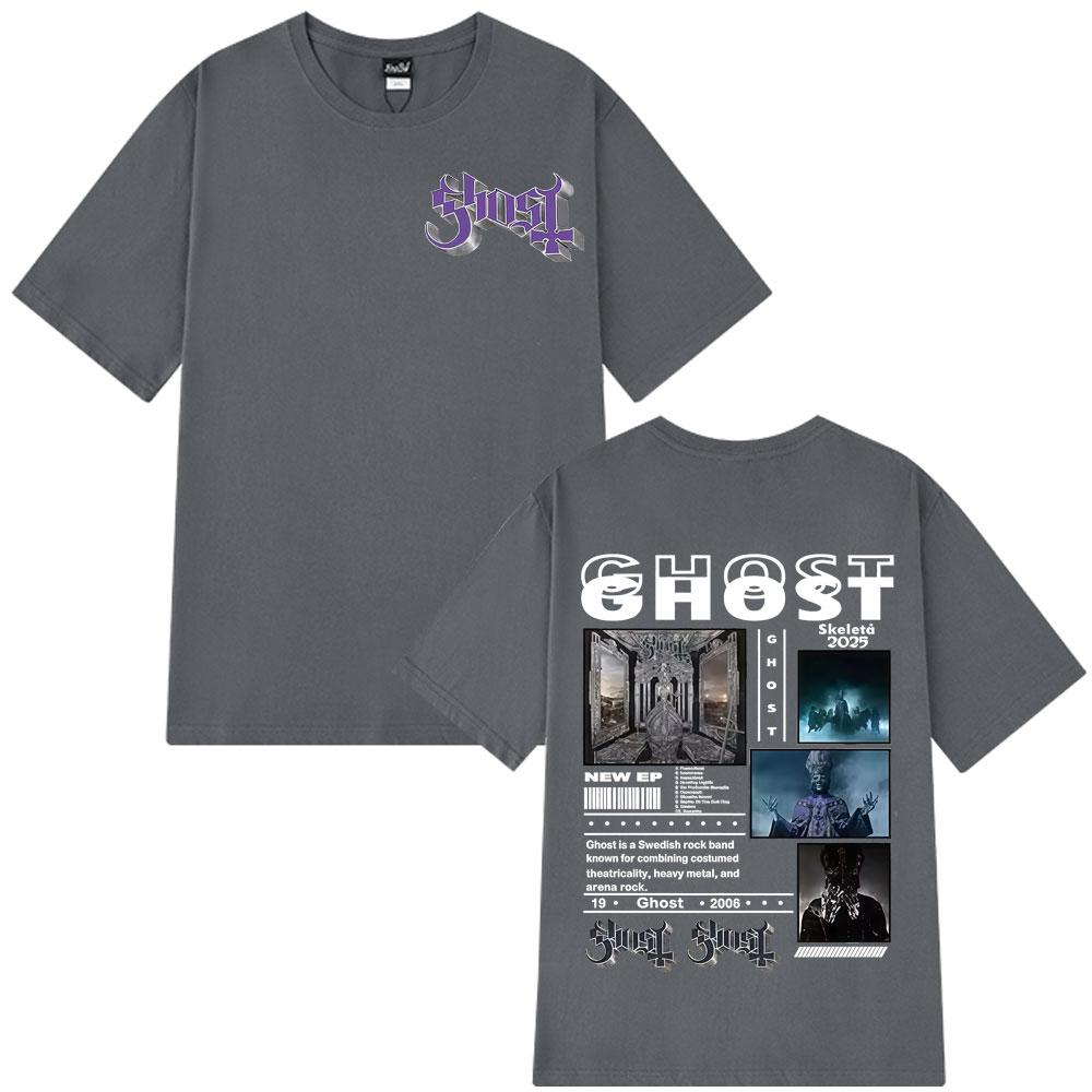 Ghost Skeletour World Tour Horký Výprodej 2025 Album Trička Muž Žena Krátký Rukáv Volné Ležérní Oversized Harajuku Punk Trička