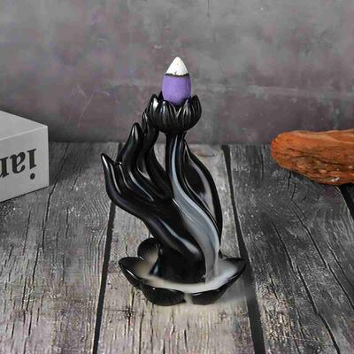 Buddha Hand Lotus Rückfluss Räuchergefäß, Wasserfall Räuchergefäß, Rückfluss Räuchergefäß handgefertigt Harz Wasserfall Räucherhalter