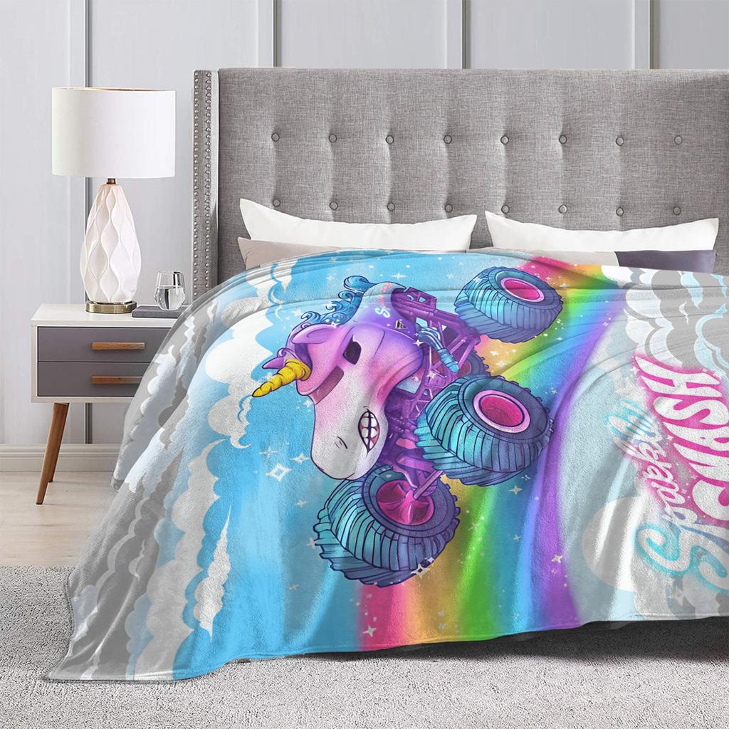 Monster Trucks Sparkle Smash la Manta del Unicornio Cálida Suave Esponjosa Felpa Franela Ropa de Cama Mantas Dormitorio Infantil Colcha Cubre Cama