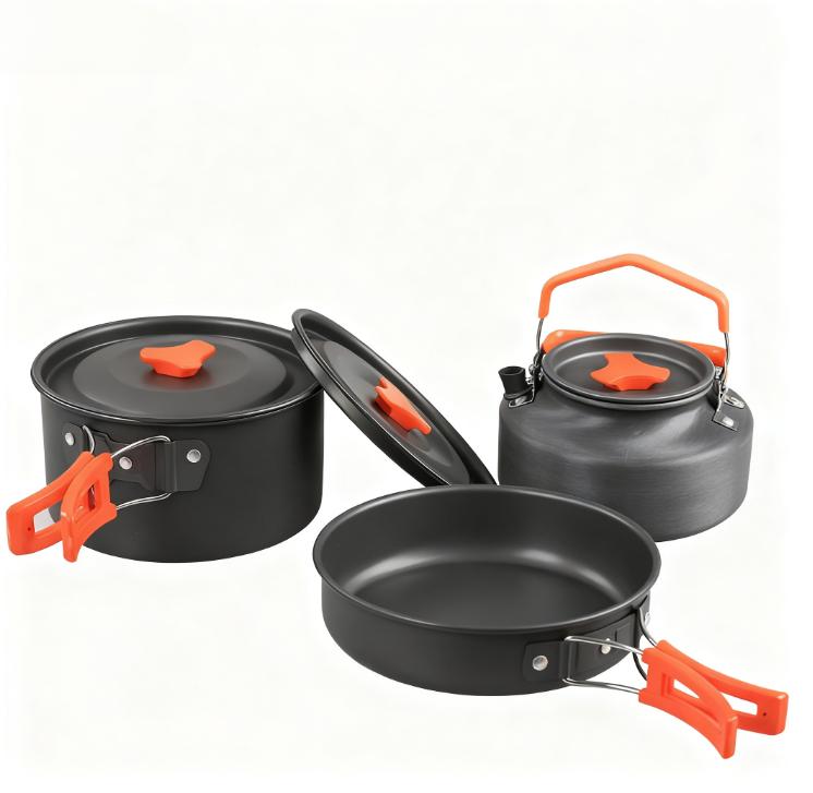 

Outdoor Camping Suitable For 2-3 People With Pot, Teapot Combination, Portable Camping Equipment, Aluminum Pot, Cooking Utensils