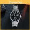 Men's Casual Blue Light Three-eyed Steel Strap Watch Quartz Movement Fashionable Gift Wholesale