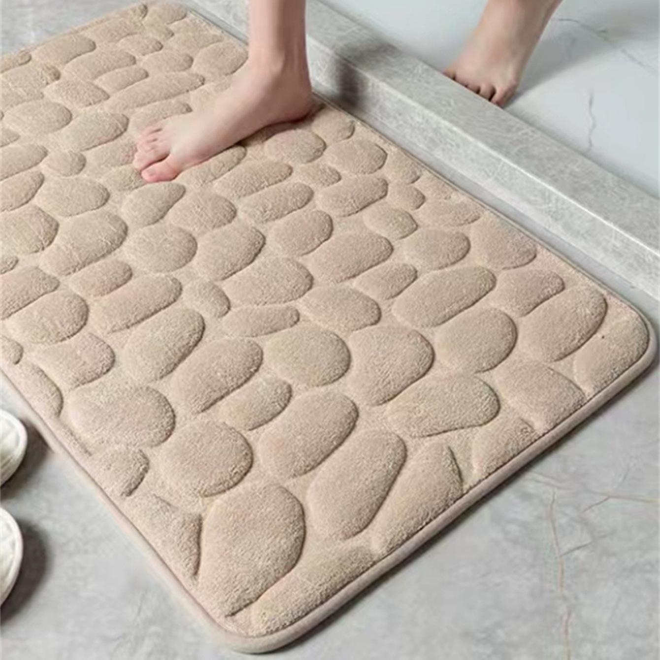 

Coral Fleece Embossed Stone Bathroom Floor Mat, Water Absorbing And Foot Mat, Door Mat One Size хаки