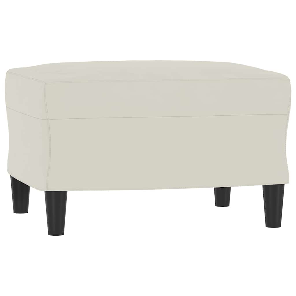 Cream Velvet Armchair with Footstool 60 cm