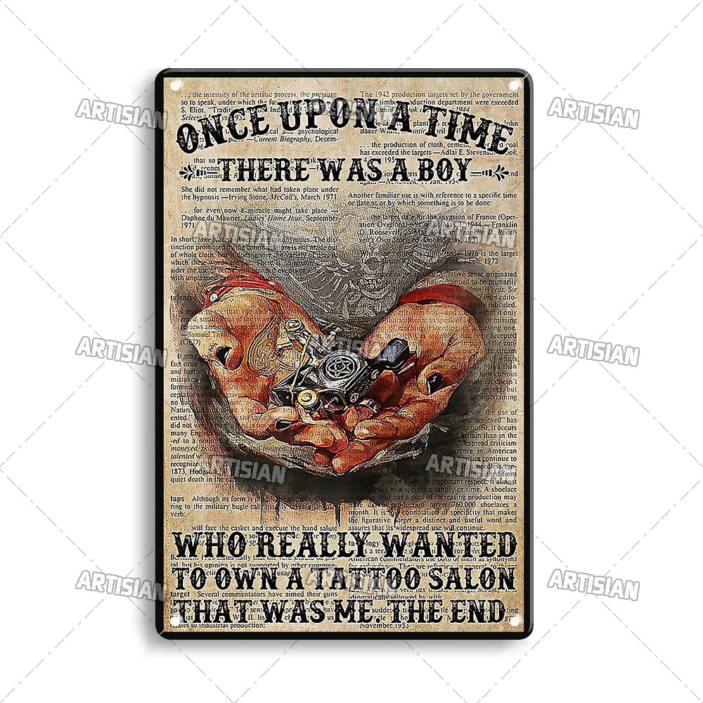 Artisian Tattoo Retro Metal Poster Job Tin Plaque Hobby Decorative Plate Wall Decor Garage Bar Pub Club Hotel Cafe Kitchen Home