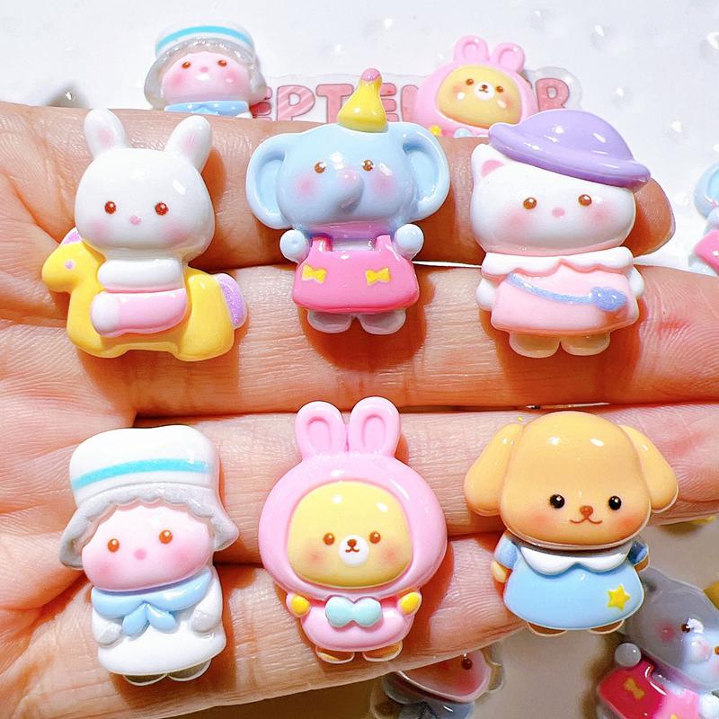 10 Pcs New Cartoon Animal Elephant, Rabbits, Kittens Series Resin Scrapbook Diy Jewelry Party Gift Hairpin Accessories A87