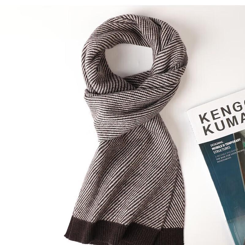 

Hengyuanxiang Unisex Striped Pure Wool Scarf W55306 One Size