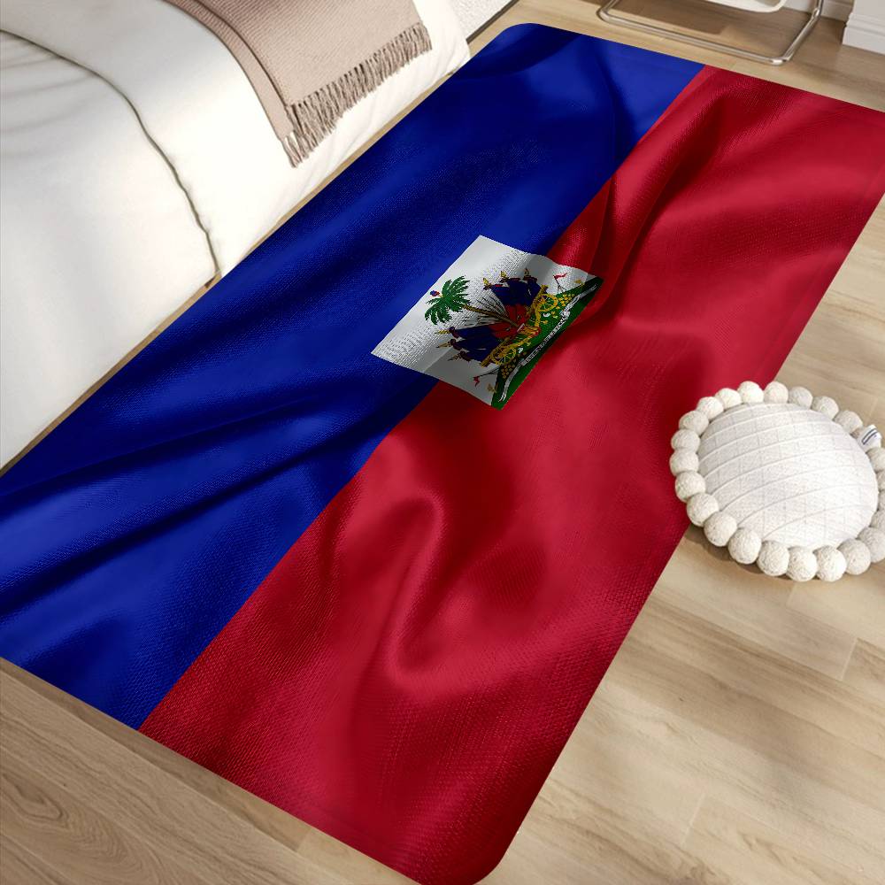 Vintage Haiti Haitian Flag Hallway Carpet Non-Slip Laundry Room Mat Laundry Decor Balcony Child Living Room Toilet Rug
