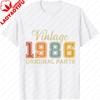 Vintage 1986 Original Parts Summer Unisex TShirt Retro Classic Style Shirt 80s Gift Clothing Fortieth Birthday Costume Father Tops